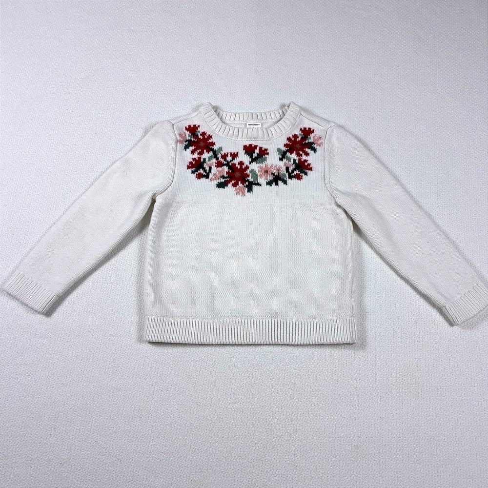 Carter's Sweater White Floral Cottagecore 3T
